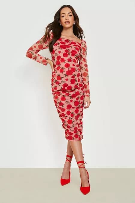 midi floral maternity dress