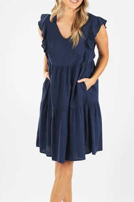 Navy Maternity Linen Clothing