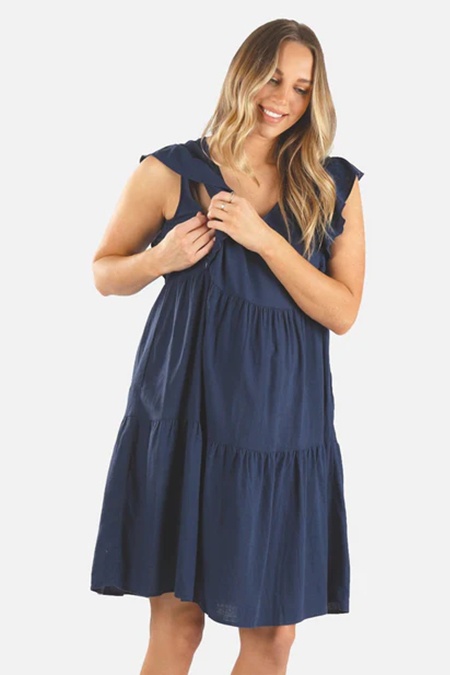 Navy Tiered breastfeeding Friendly dress