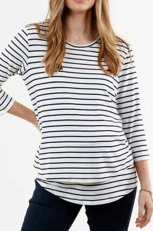 Eco-Friendly Bamboo Nursing Top with Stripes