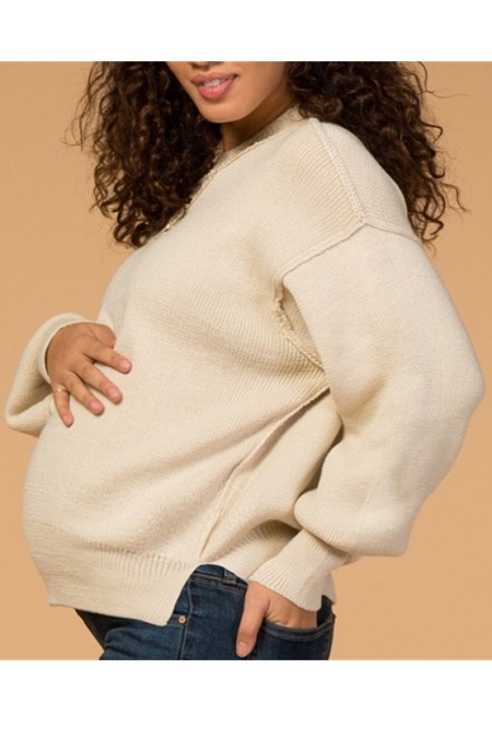 Warm Pullover Sweater with Breastfeeding Access