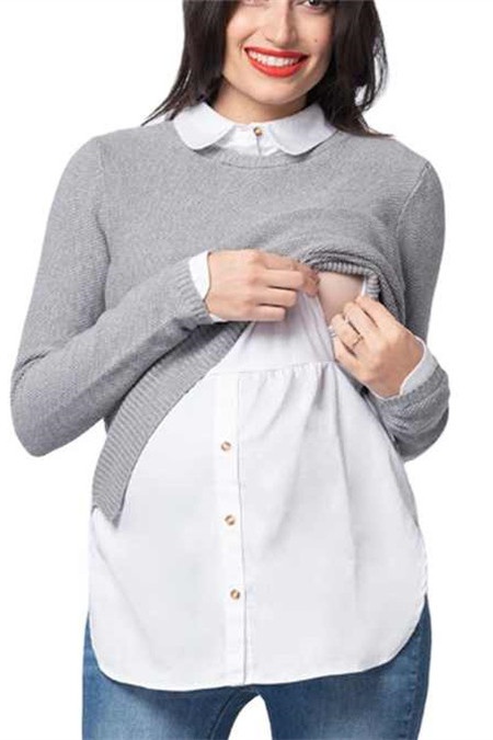 Breastfeeding-Friendly Knit Sweater for Pregnant Women