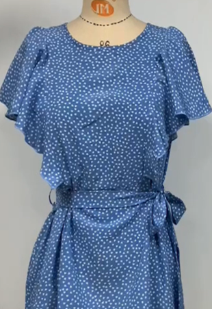 Fashion blue breastfeeding dress in Summer